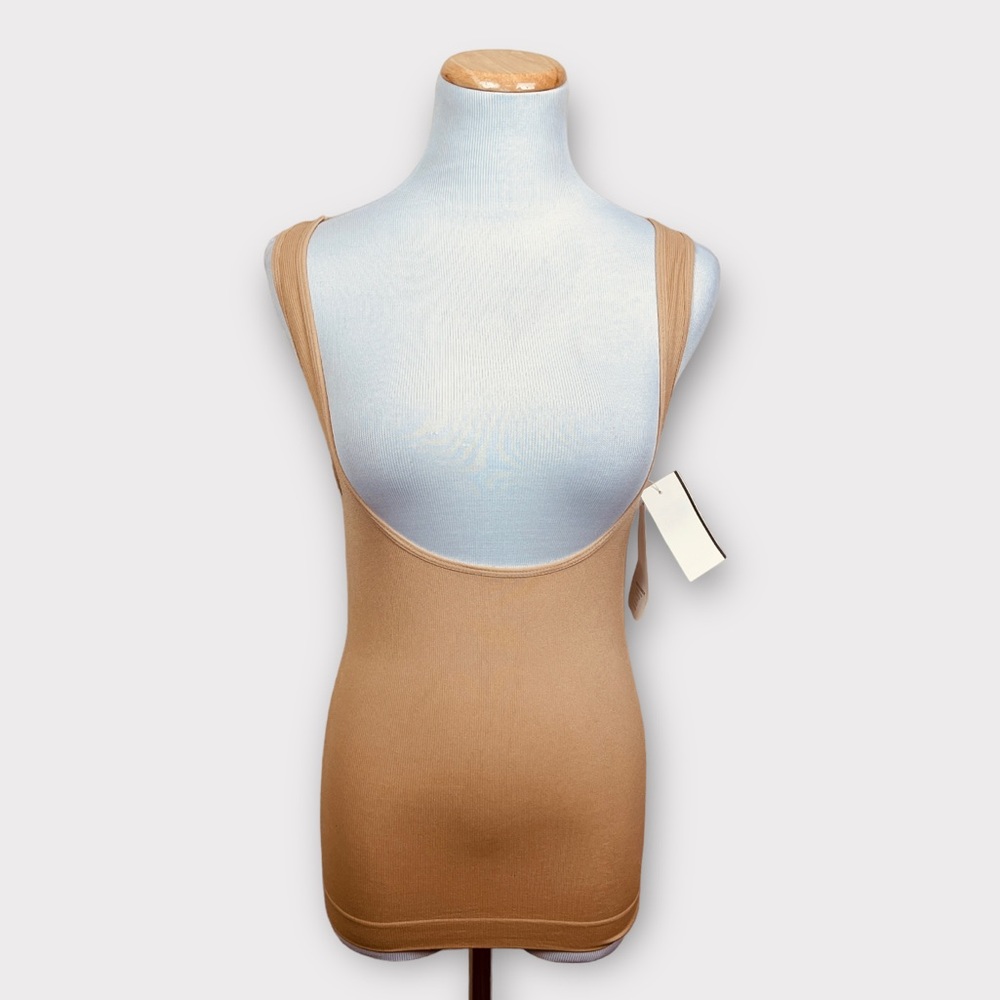 FIT Tan Ultimate Cami Enhancer Tank Top MEDIUM Ribbed Shapewear Comfort Knit NWT